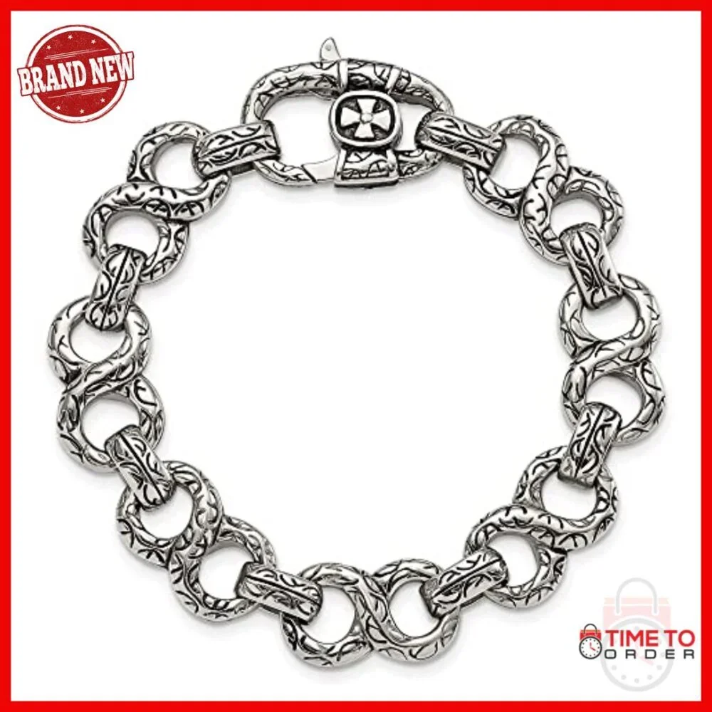 Stainless Steel Men's Bracelet 8.5in Lobster Clasp 15mm Width